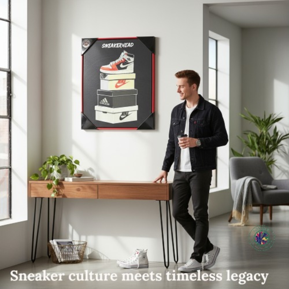 Sneakerhead Canvas Wall Art – Red Floater Frame – 16x20 – Air Jordan Shoe Boxes